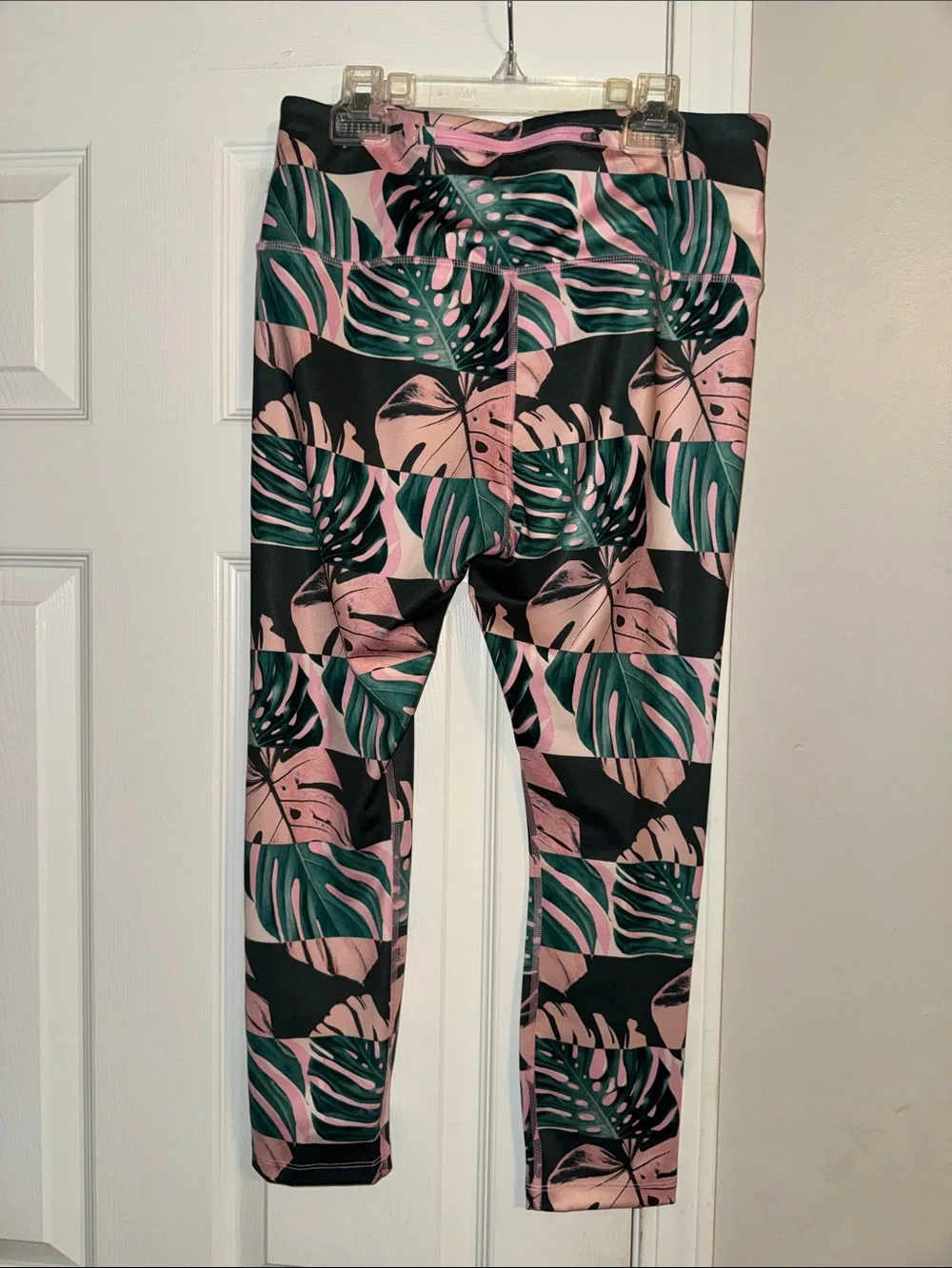 Nike Pink and Green Tropical Leaf Leggings